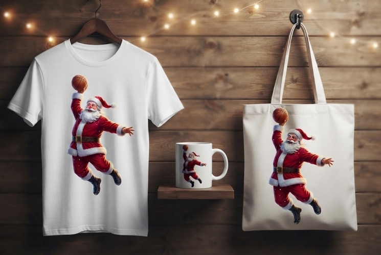 Dunking Basketball Santa Claus Holiday Design