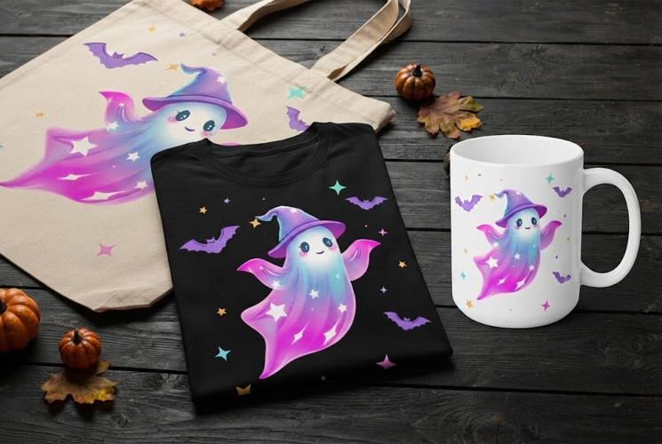 Celestial Witch Ghost with Stars Halloween PNG Clipart