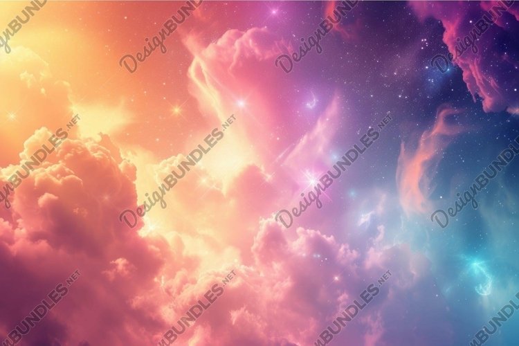 Ethereal cosmic sky with vibrant clouds example image 1