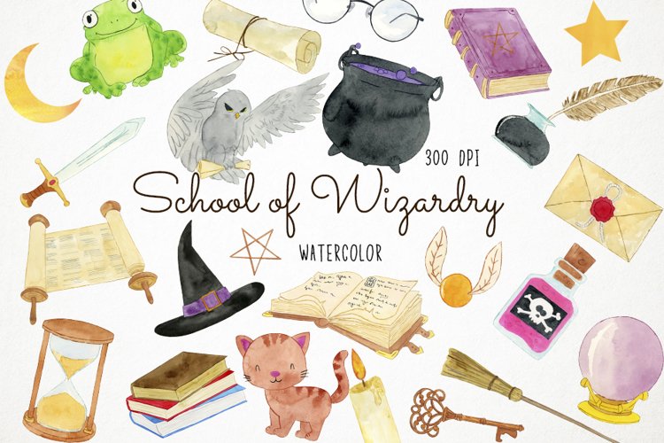Watercolor Wizard Clipart, Magic Clipart, Magic Clip Art example image 1