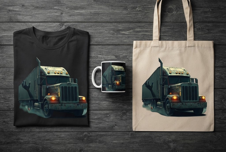 Spooky Monster Hand Semi Truck Isolated PNG Design