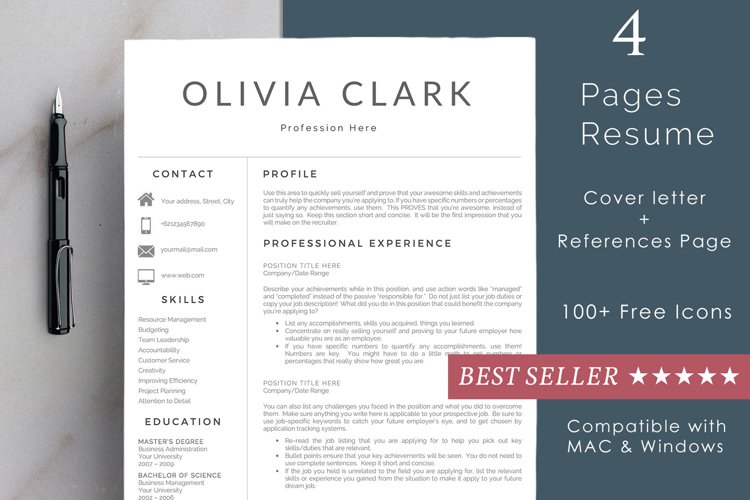 Modern Creative Resume Template Google Docs Resume Pages example image 1