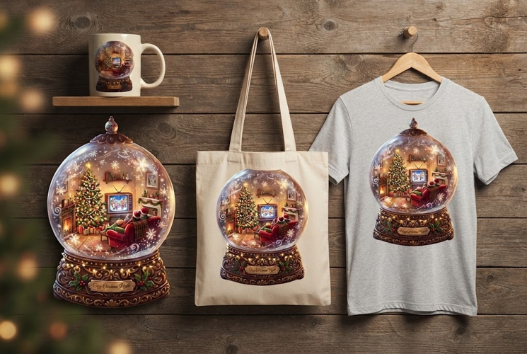 Cozy Christmas Nights Snow Globe Digital Art