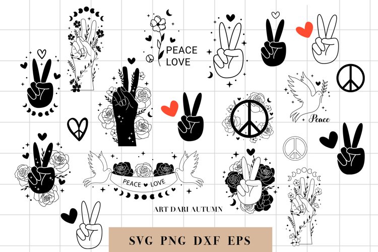 Floral Peace Sign Svg Image 22