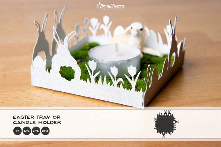Easter Tray SVG | Paper Cut SVG | Easter Candle Holder example image 1