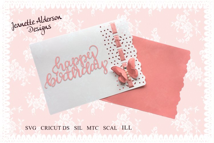 SVG card cutting Coral Pink butterfly card example image 1