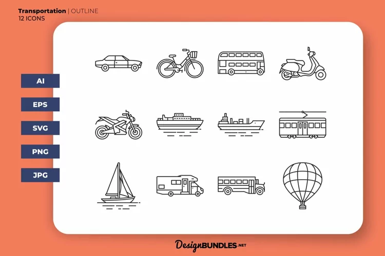 Transportation Outline Style| Icons