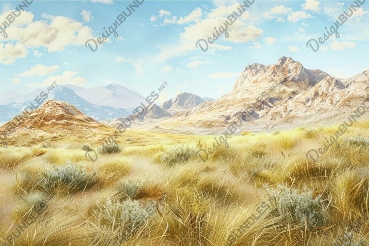 Tranquil desert landscape with mountains and blue sky example image 1