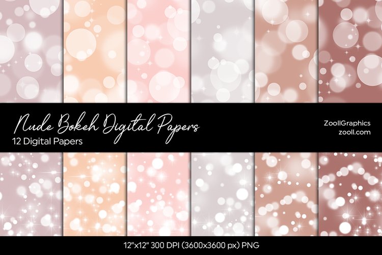 Nude Bokeh Digital Papers example image 1