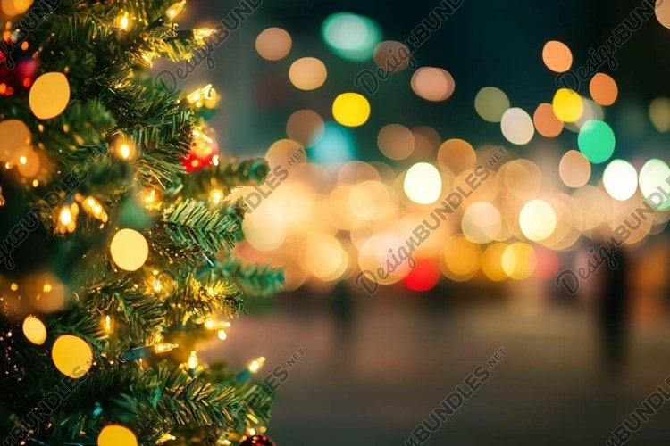 Christmas tree with balls and blurred background