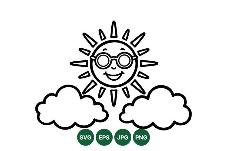 Hand Drawn Smiling Sun And Cloud Clipart Design