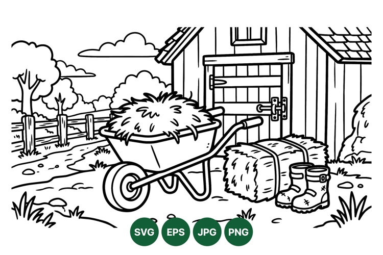 Hand Drawn Rustic Farmyard Illustration Vector