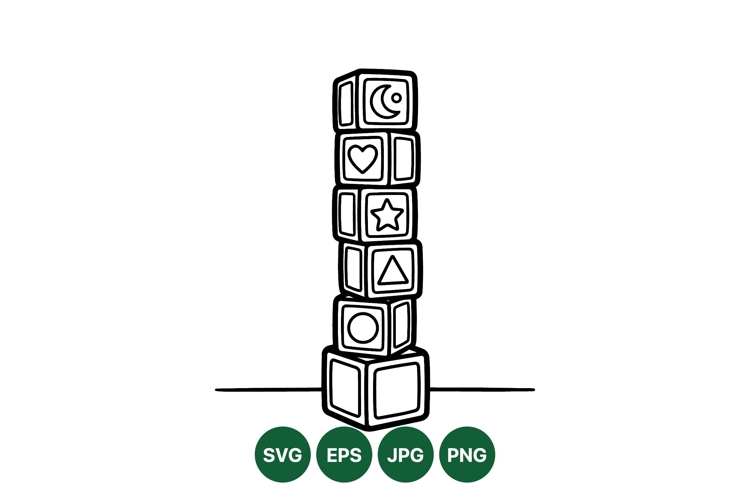 Stacked Baby Blocks Vector Illustration for Kids Decor