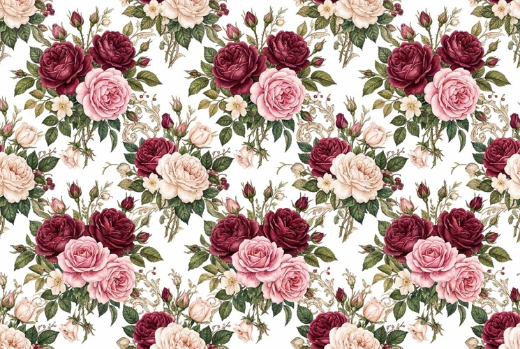 Victorian watercolor floral pattern