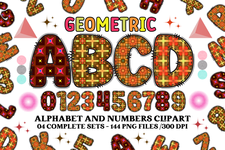 Geometric Alphabet png clipart, geometric letters doodle