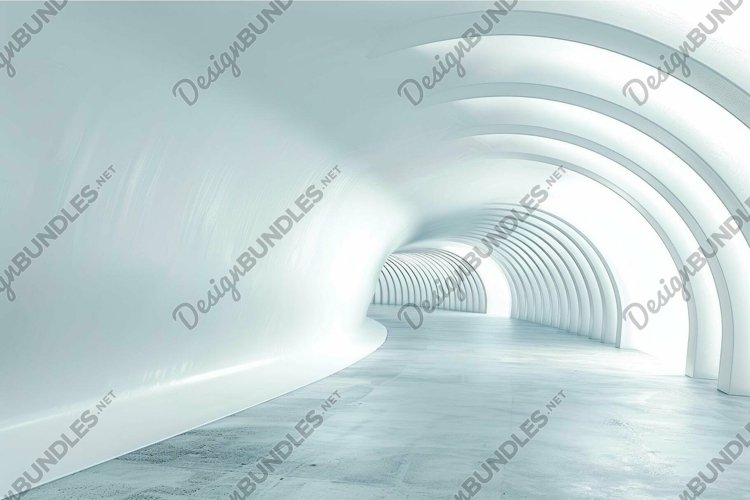 Futuristic white curved corridor interior example image 1