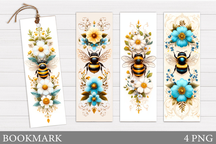 Bee Bookmark Design. Flowers Bookmark Sublimation