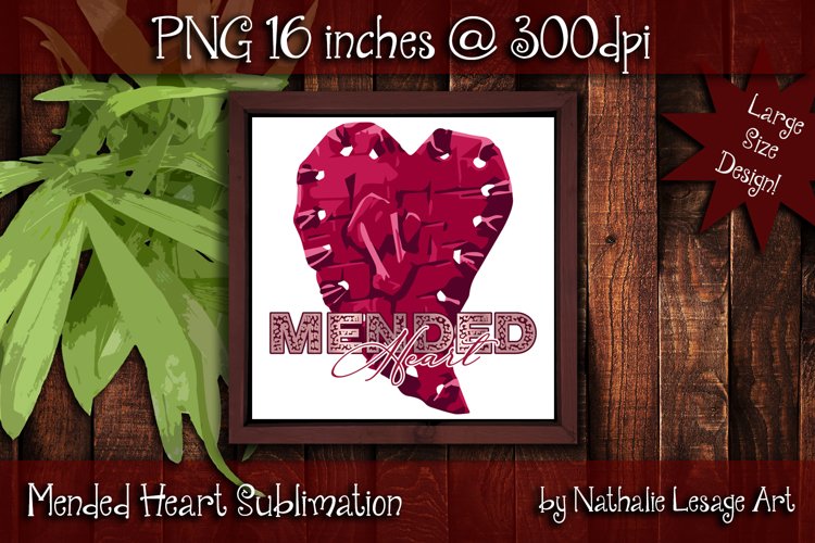 Mended Broken Heart Sublimation 16 inches wide PNG at 300dpi example image 1