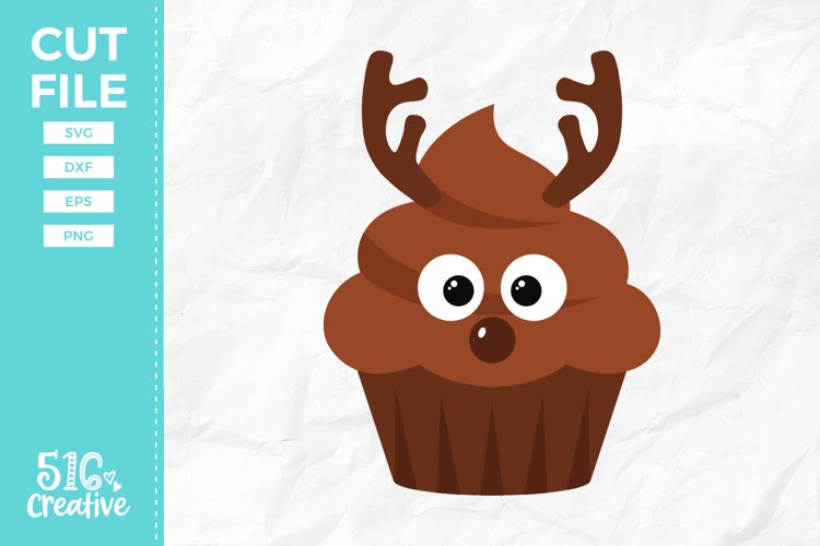 Reindeer Cupcake SVG DXF EPS PNG example image 1