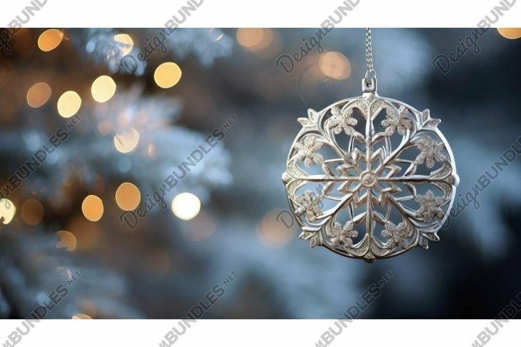 branch silver christmas ornaments example image 1