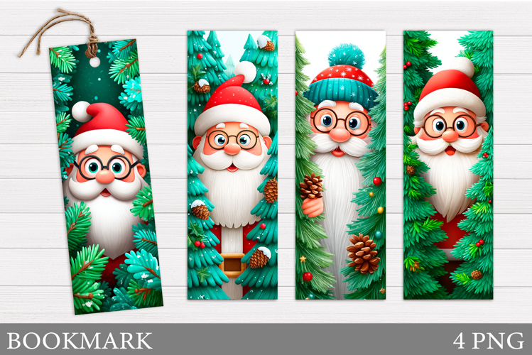 Santa Claus Bookmark Design. Christmas Bookmark Sublimation