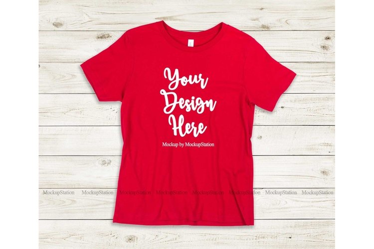 Kids Red Tshirt Mockup, Youth Shirt Bella Canvas 3001Y