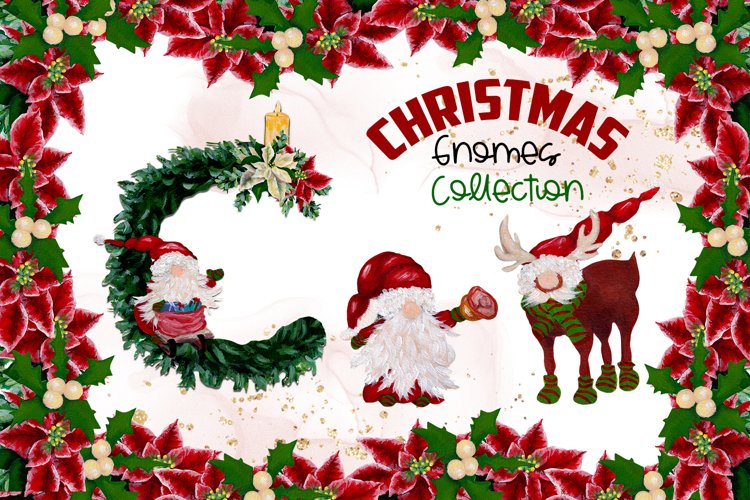 Watercolor Christmas Gnomes Collection example image 1