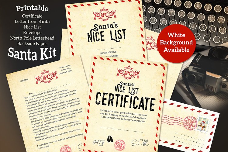 Typewriter Santa Kit - Printable - for Handwriting example image 1