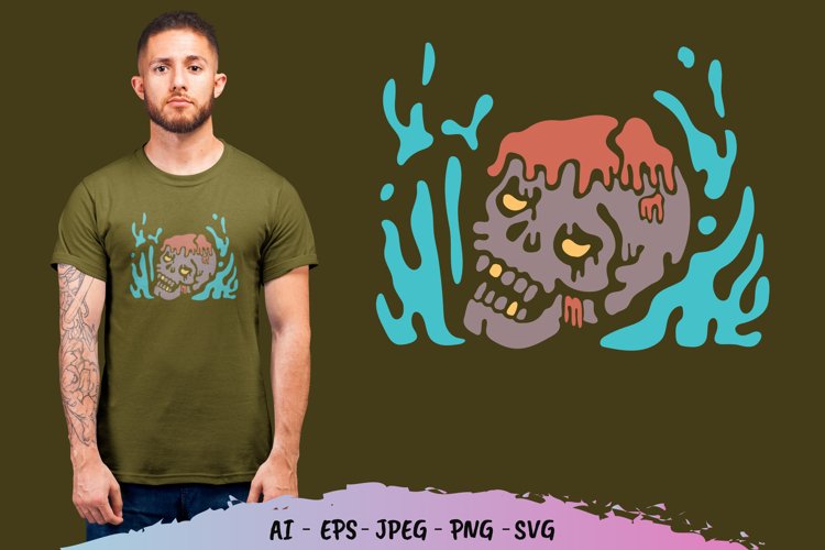 Melting Skull for T-Shirt Design