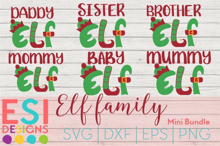 Christmas SVG|Elf Family Mini Bundle| SVG, DXF, EPS, PNG example image 1