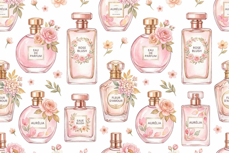 watercolor perfume bottles pattern