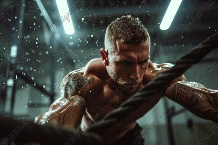 Rigorous Athlete intense training gym. Generate Ai