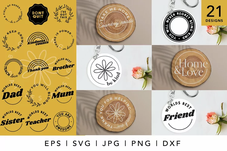 BEST SELLER Circle Keychain SVG, coaster SVG