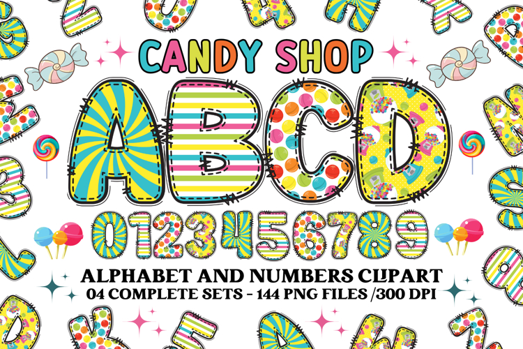 CANDY SHOP Alphabet Bundle PNG Kids Classroom Sublimation
