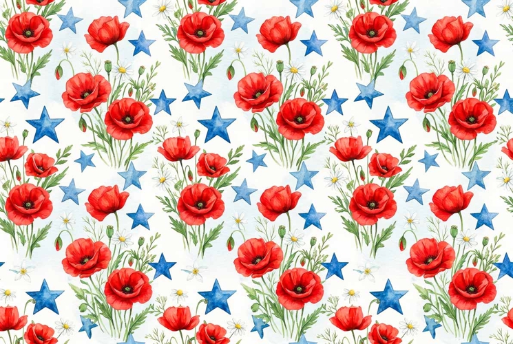 Watercolor pattern Memorial Day Patriotic