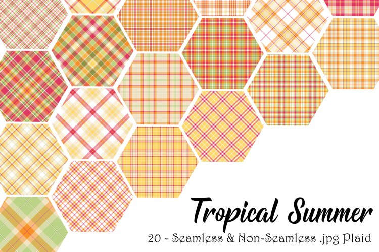 Tropical Summer Seamless & Non Seamless Plaid Backgrounds example image 1