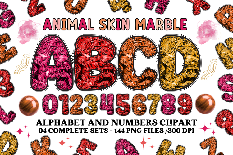 Animal Skin Alphabet png clipart, Texture letters doodle