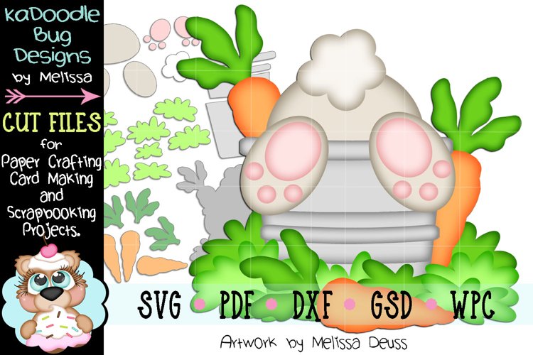 Carrot Pail Bunny Bottom Cut File - SVG PDF DXF GSD WPC example image 1