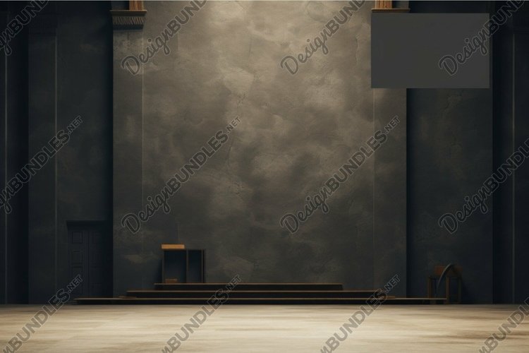 Minimalist modern gallery interior with spotlight example image 1