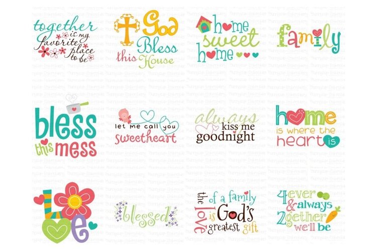 Home Sentiments Bundle - Clipart and SVG - 12 Designs example image 1