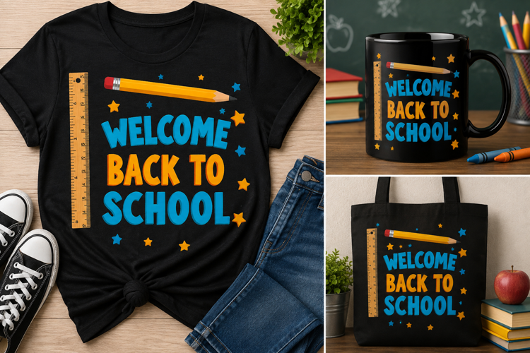 Welcome Back to School PNG, Pencil Ruler School Design