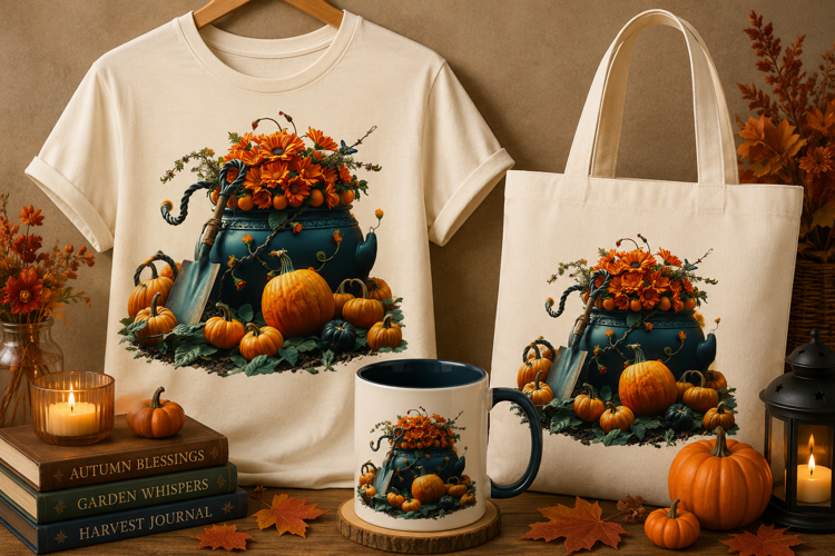 Halloween Cauldron PNG | Pumpkin Floral Witchy Autumn Decor