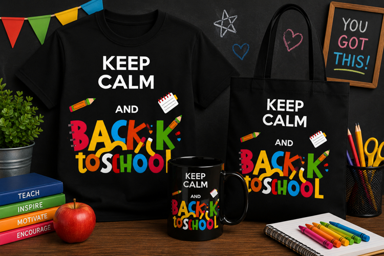 Keep Calm and Back to School PNG, Teacher Design
