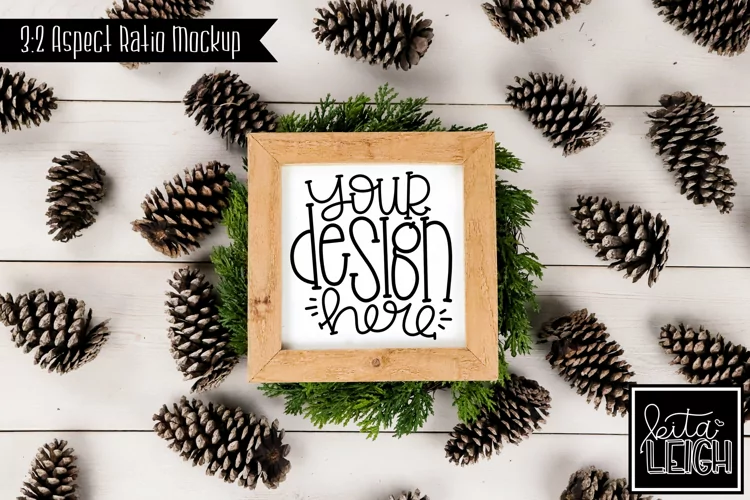 Square Sign Fall and Christmas Mockup | Stylized Photo
