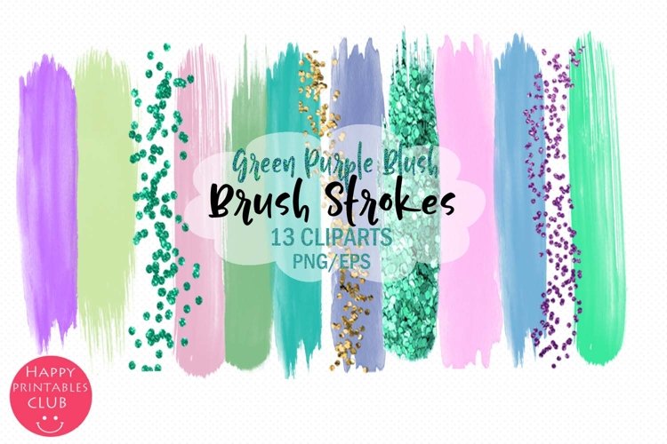 Green Purple Blush Brush Strokes-Brush Strokes Clipart