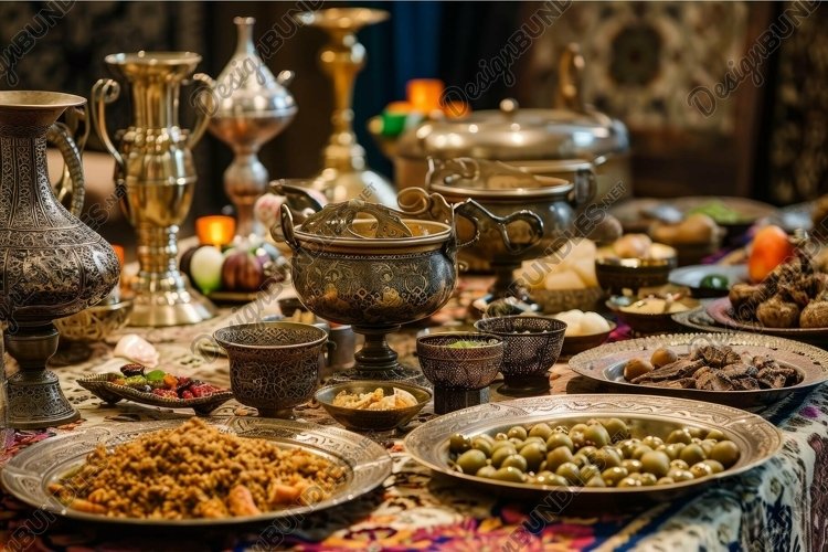 Arabian dish table. Generate Ai (4319796)