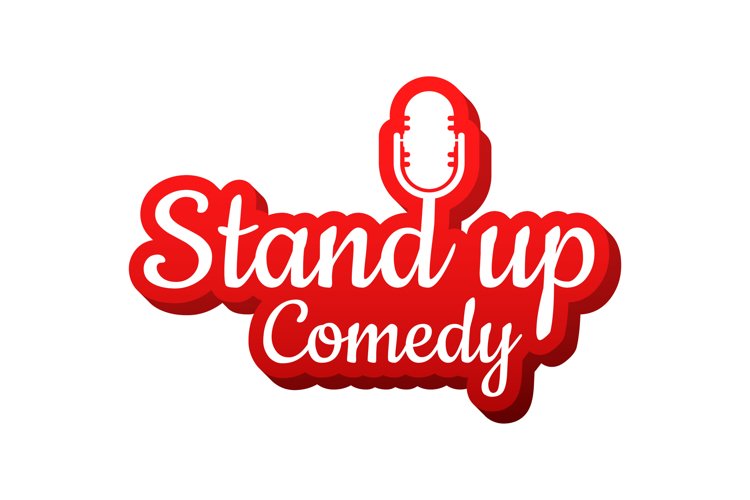 Stand up in flat style on red background. Retro microphone example image 1