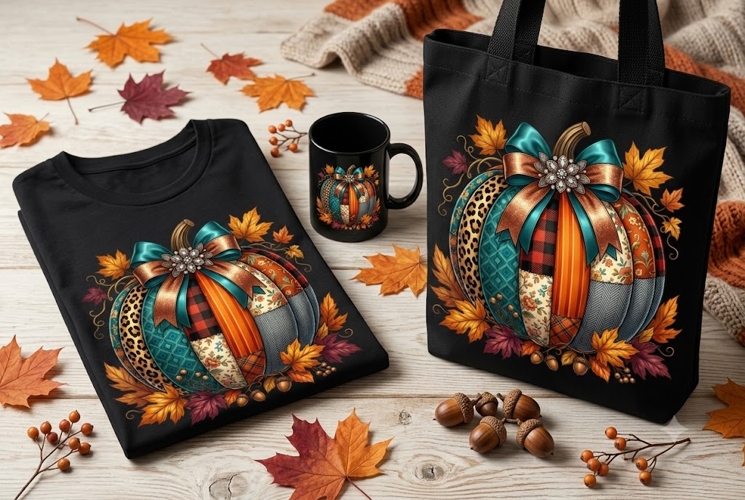 Patchwork Fall Pumpkin PNG | Autumn Pumpkin Clipart Design