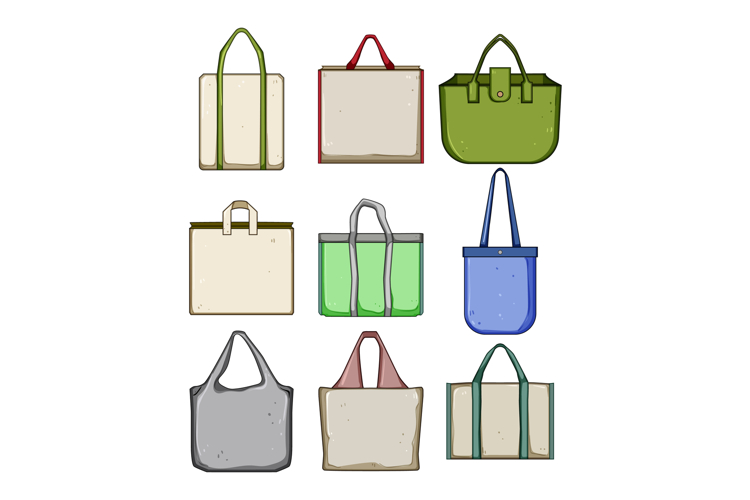 fabric grocery bag set cartoon