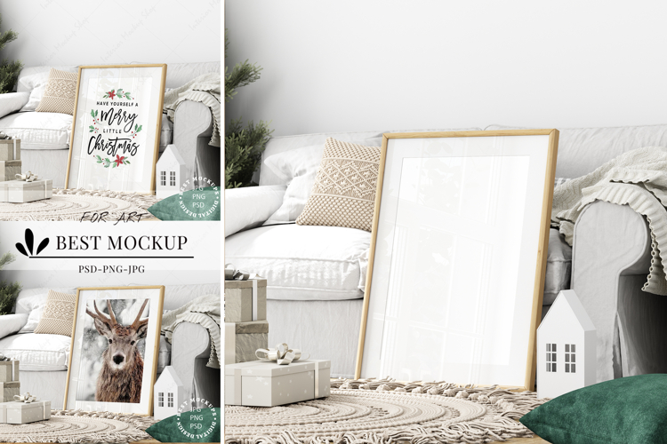 Christmas Frame Mockup PSD JPG PNG